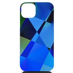 Abstract T- Shirt Blue Abstract Chess Cell Pattern Minimalism T- Shirt Iphone 14 Plus Black Uv Print Case by EnriqueJohnson