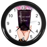 All You Need Is Love 2 Wall Clock (Black) Front