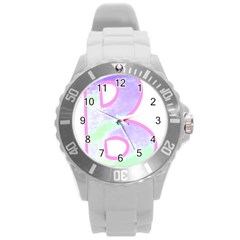 Abstract T- Shirt Cool Abstract Pattern Design 2 Round Plastic Sport Watch (L)