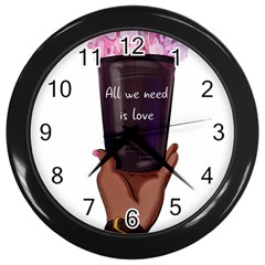 All You Need Is Love 1 Wall Clock (Black)