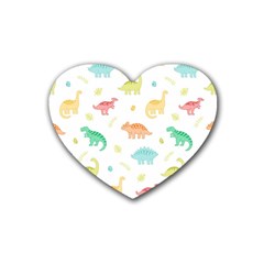 Animals Dinosaurs T-rex Pattern Rubber Coaster (heart) by Pakjumat