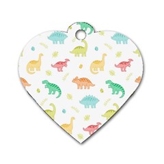 Animals Dinosaurs T-rex Pattern Dog Tag Heart (one Side) by Pakjumat