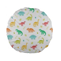 Animals Dinosaurs T-rex Pattern Standard 15  Premium Flano Round Cushions by Pakjumat