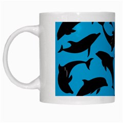 Dolphin Silhouette Pattern White Mug by Pakjumat