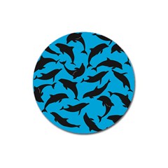 Dolphin Silhouette Pattern Magnet 3  (round) by Pakjumat