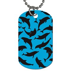 Dolphin Silhouette Pattern Dog Tag (one Side) by Pakjumat