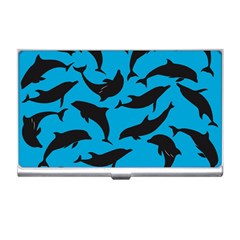 Dolphin Silhouette Pattern Business Card Holder by Pakjumat