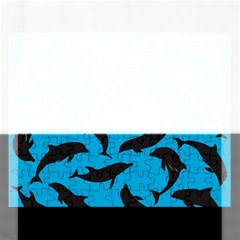 Dolphin Silhouette Pattern Rectangular Jigsaw Puzzl by Pakjumat