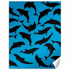 Dolphin Silhouette Pattern Canvas 12  X 16  by Pakjumat