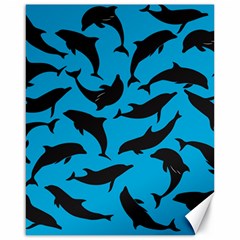 Dolphin Silhouette Pattern Canvas 16  X 20  by Pakjumat