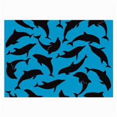 Dolphin Silhouette Pattern Large Glasses Cloth by Pakjumat