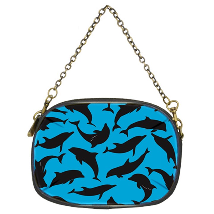 Dolphin Silhouette Pattern Chain Purse (Two Sides)