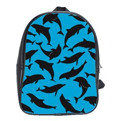 Dolphin Silhouette Pattern School Bag (large) by Pakjumat