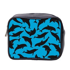 Dolphin Silhouette Pattern Mini Toiletries Bag (two Sides) by Pakjumat