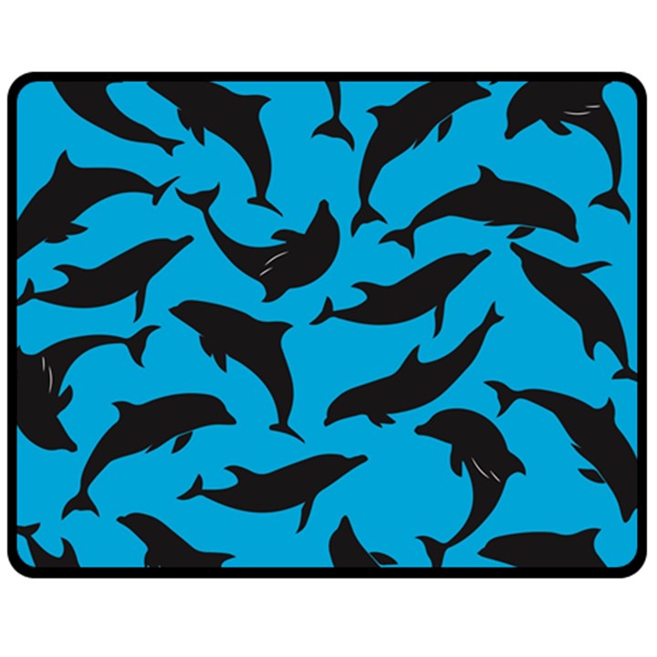 Dolphin Silhouette Pattern Fleece Blanket (Medium)