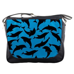 Dolphin Silhouette Pattern Messenger Bag by Pakjumat