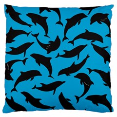 Dolphin Silhouette Pattern Large Cushion Case (one Side) by Pakjumat