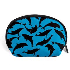 Dolphin Silhouette Pattern Accessory Pouch (large) by Pakjumat