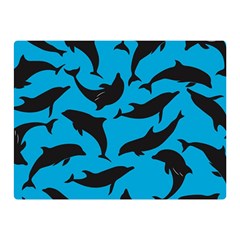 Dolphin Silhouette Pattern Two Sides Premium Plush Fleece Blanket (mini) by Pakjumat