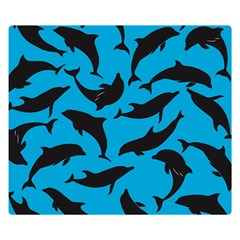 Dolphin Silhouette Pattern Two Sides Premium Plush Fleece Blanket (small) by Pakjumat