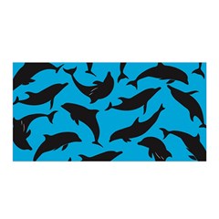 Dolphin Silhouette Pattern Satin Wrap 35  X 70  by Pakjumat