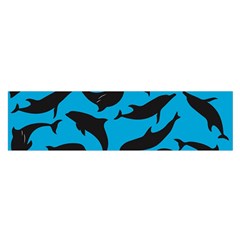 Dolphin Silhouette Pattern Oblong Satin Scarf (16  X 60 ) by Pakjumat