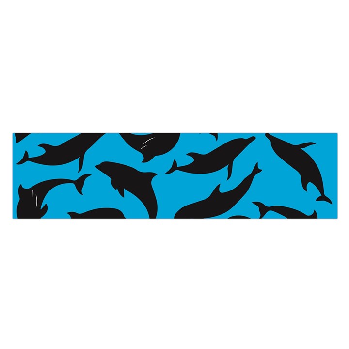 Dolphin Silhouette Pattern Oblong Satin Scarf (16  x 60 )