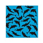 Dolphin Silhouette Pattern Square Satin Scarf (30  x 30 ) Front