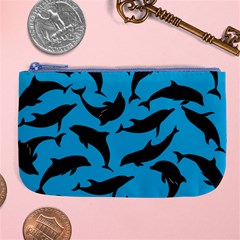 Dolphin Silhouette Pattern Large Coin Purse by Pakjumat