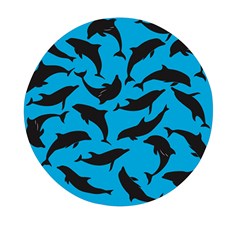 Dolphin Silhouette Pattern Mini Round Pill Box