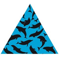 Dolphin Silhouette Pattern Wooden Puzzle Triangle by Pakjumat