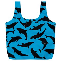 Dolphin Silhouette Pattern Full Print Recycle Bag (xxl)