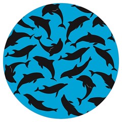 Dolphin Silhouette Pattern Round Trivet