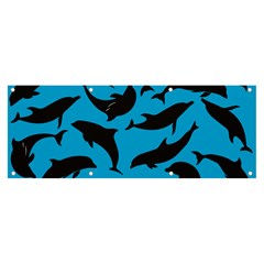 Dolphin Silhouette Pattern Banner And Sign 8  X 3  by Pakjumat