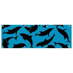 Dolphin Silhouette Pattern Banner And Sign 9  X 3  by Pakjumat