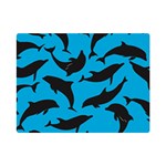 Dolphin Silhouette Pattern Premium Plush Fleece Blanket (Mini) 35 x27  Blanket Front