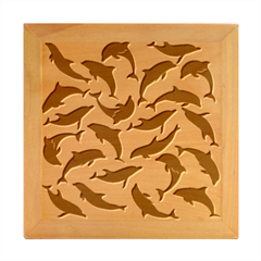 Dolphin Silhouette Pattern Wood Photo Frame Cube by Pakjumat