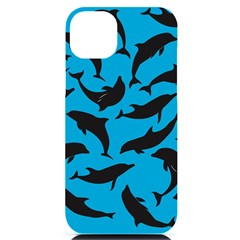 Dolphin Silhouette Pattern Iphone 14 Plus Black Uv Print Case by Pakjumat