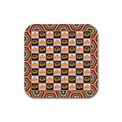 Lantern Chess Halloween Rubber Square Coaster (4 Pack) by Pakjumat