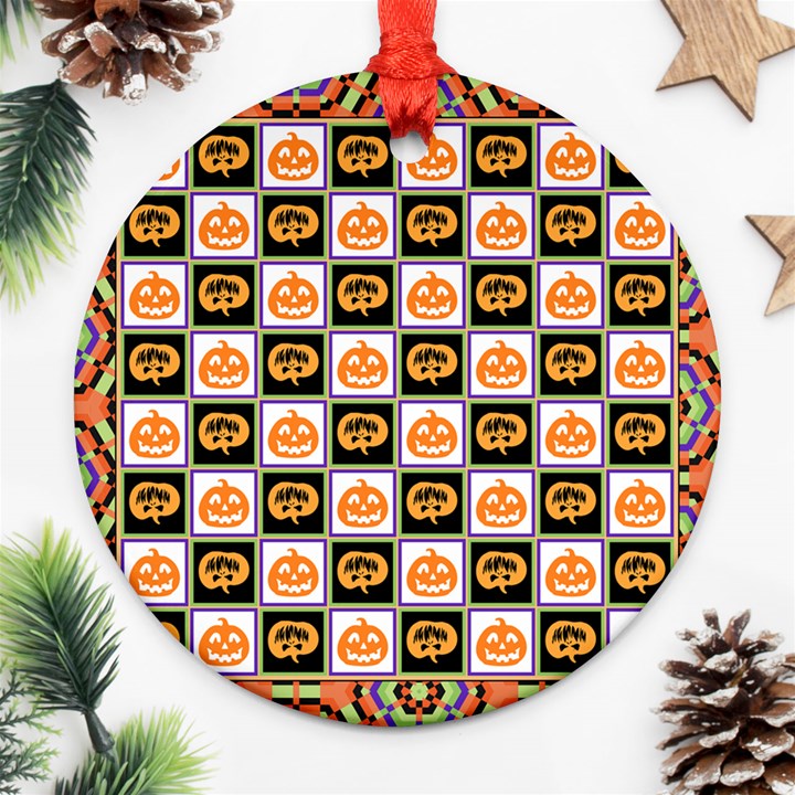 Lantern Chess Halloween Round Ornament (Two Sides)