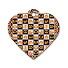 Lantern Chess Halloween Dog Tag Heart (one Side) by Pakjumat