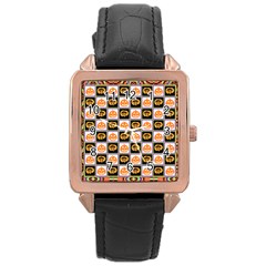 Lantern Chess Halloween Rose Gold Leather Watch  by Pakjumat