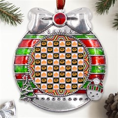 Lantern Chess Halloween Metal X mas Ribbon With Red Crystal Round Ornament by Pakjumat