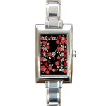 Pattern Flowers Design Nature Rectangle Italian Charm Watch Front