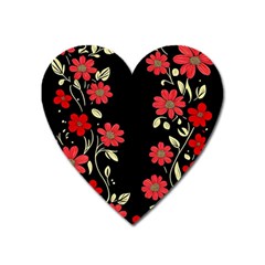 Pattern Flowers Design Nature Heart Magnet