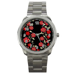 Pattern Flowers Design Nature Sport Metal Watch by Pakjumat