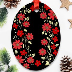 Pattern Flowers Design Nature Oval Ornament (two Sides)