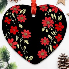 Pattern Flowers Design Nature Heart Ornament (two Sides)