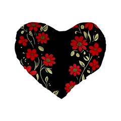 Pattern Flowers Design Nature Standard 16  Premium Heart Shape Cushions