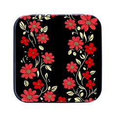 Pattern Flowers Design Nature Square Metal Box (black)